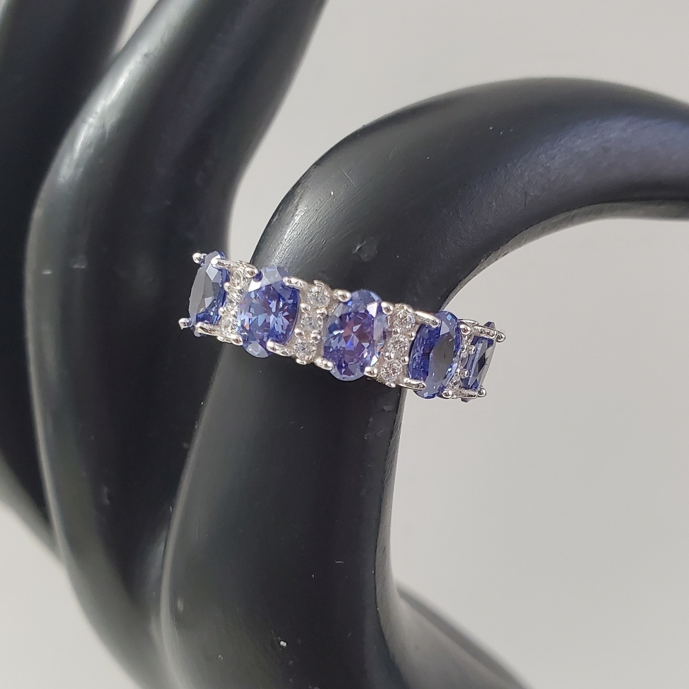 Sterling Silver 925 Tanzanite Wedding Band Style Ring